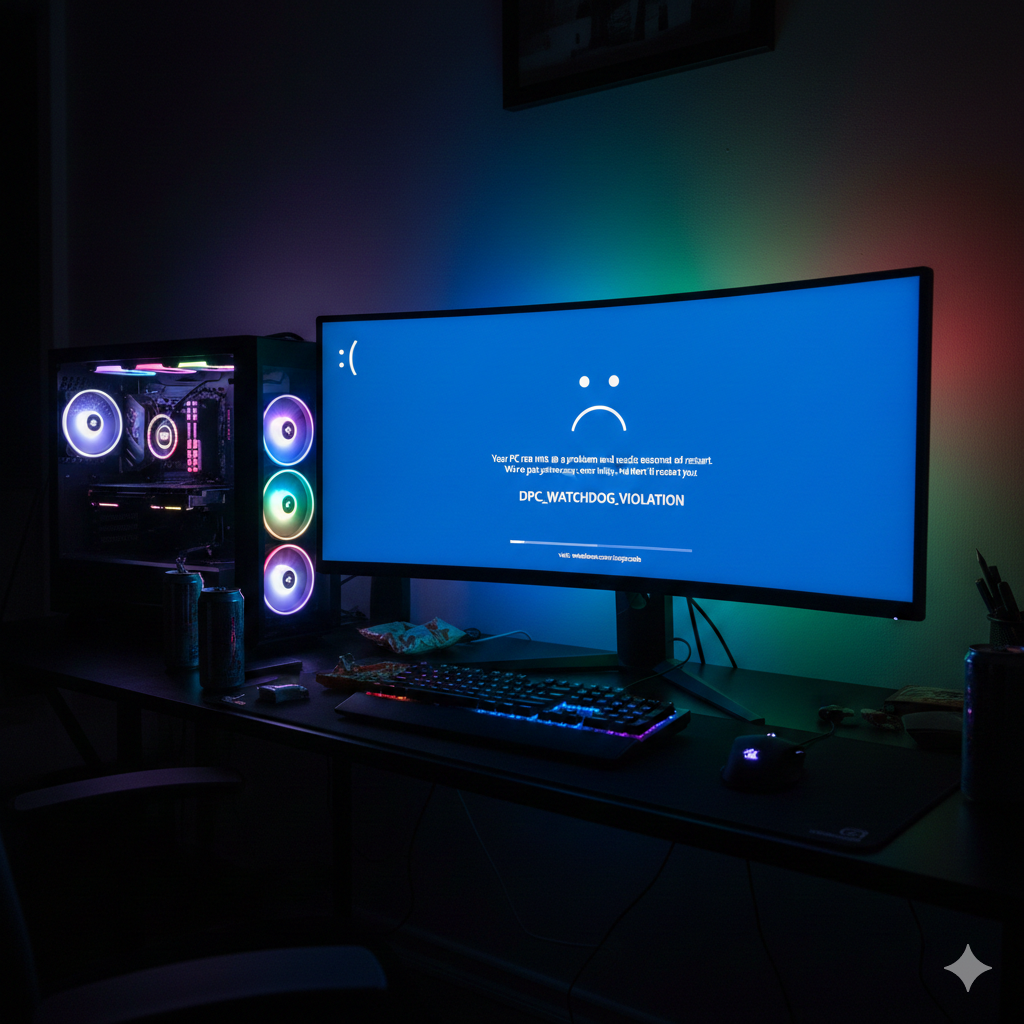 Windows 11 blue screen showing dpc watchdog violation stop code on gaming pc