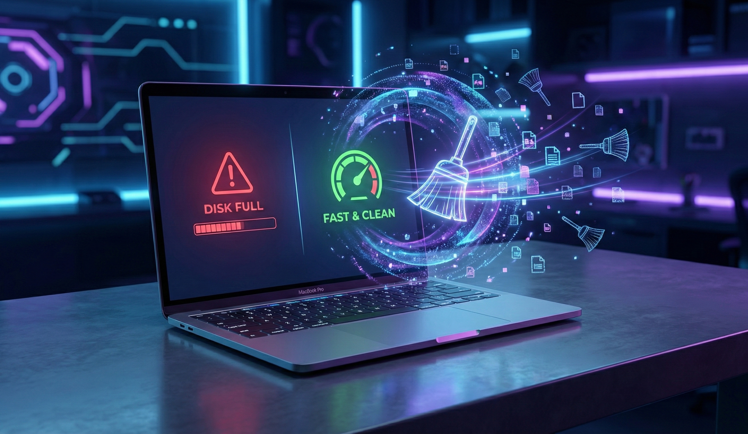 MacBook Pro screen showing how to clear cache on Mac and free up system data storage